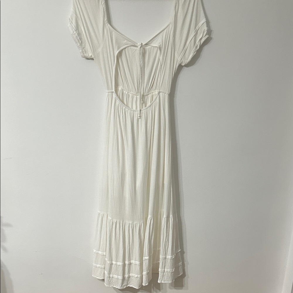 Accent the Label Dress Medium White Cottagecore Squared Milkmaid Bridal - Picture 9 of 16